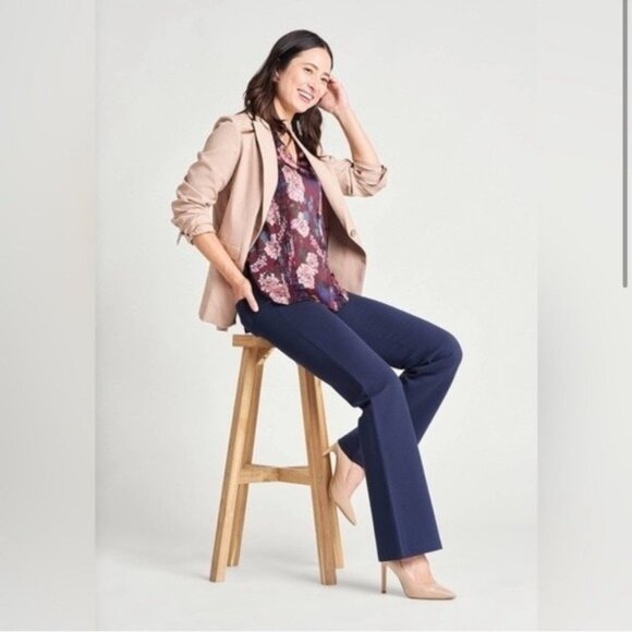 Betabrand Long Blue Straiht Yoga Dress Pants - Picture 1 of 7
